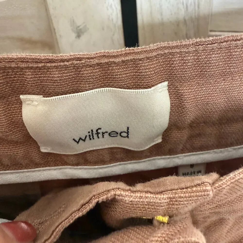 WILFRED ARITZIA Women's 8 Allant Linen Pants Cropped Waist Tie Moroccan Spice